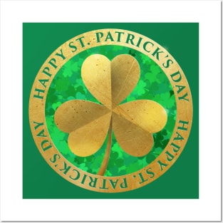 St. Patrick's Gold Clover Posters and Art